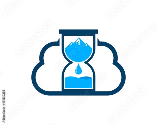 Simple cloud with sang glass and mountain water drop inside
