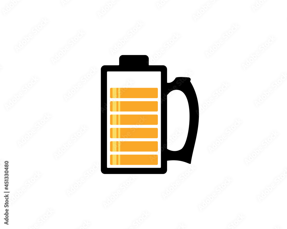 Beer glass with battery bar vector illustration Beer glass with battery bar vector illustration
