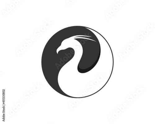 Phoenix silhouette in the yin and yang logo