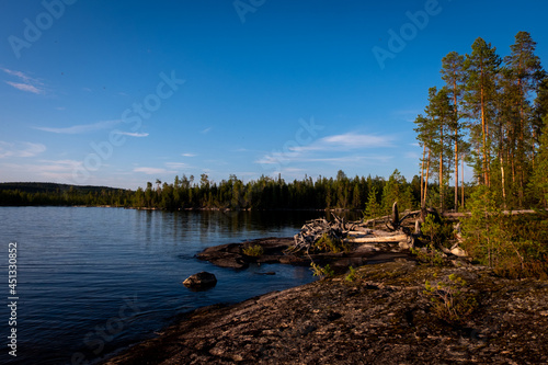 Karelian fishing on boat
