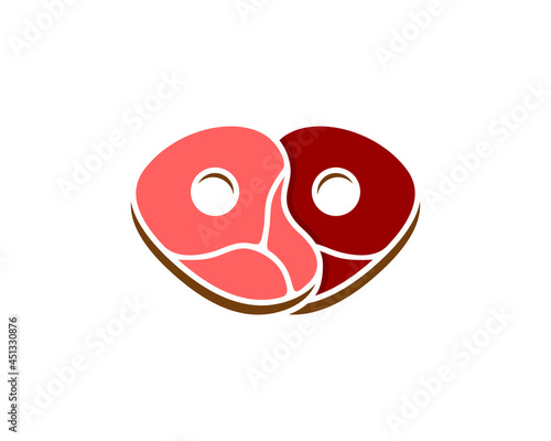 Two fresh meat forming a love shape logo