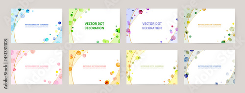 vector card design template with colorful watercolor bubbles, gold lines