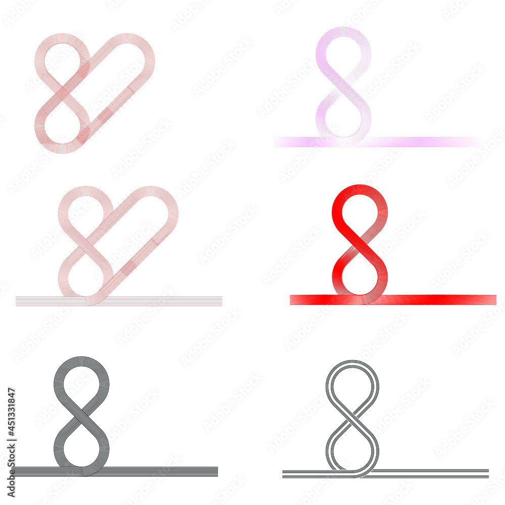 Fototapeta premium Greeting cards with infinity line. International womans day . 8 march . Handwritten lettering typography