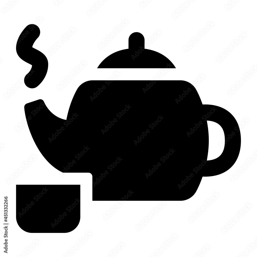 Obraz premium Teapot With Cup Glyph Icon Vector
