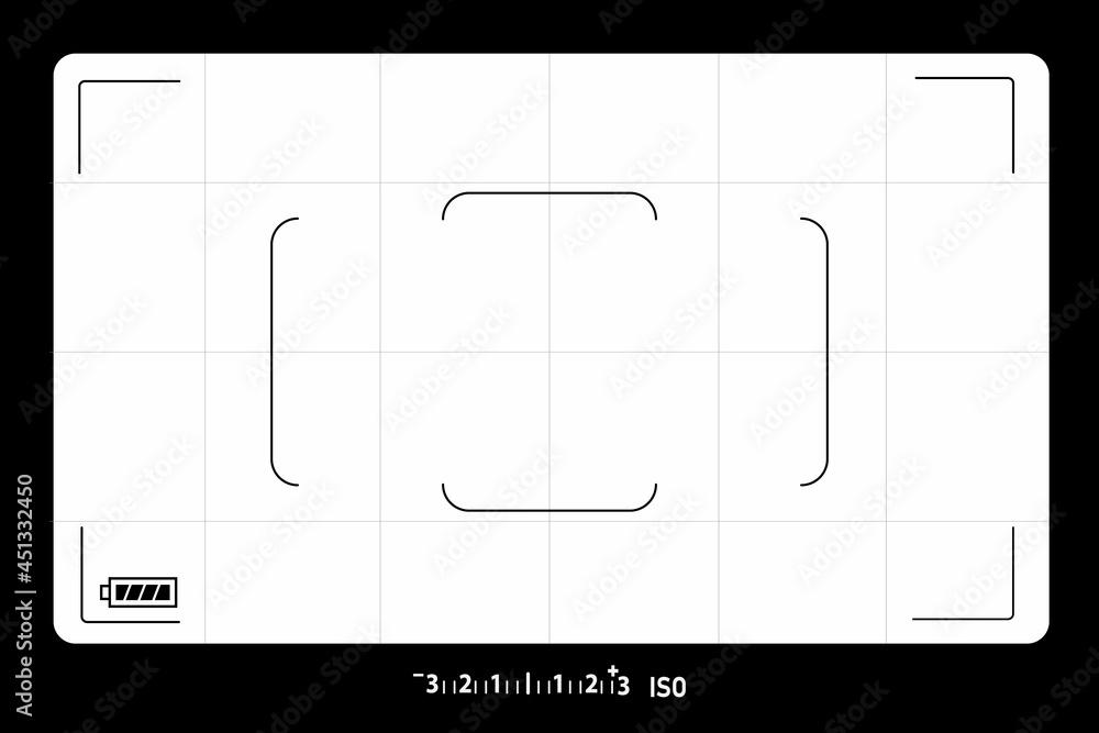 Photo camera viewfinder. Photography ui zoom, adjustment focus frame and digital viewfinder