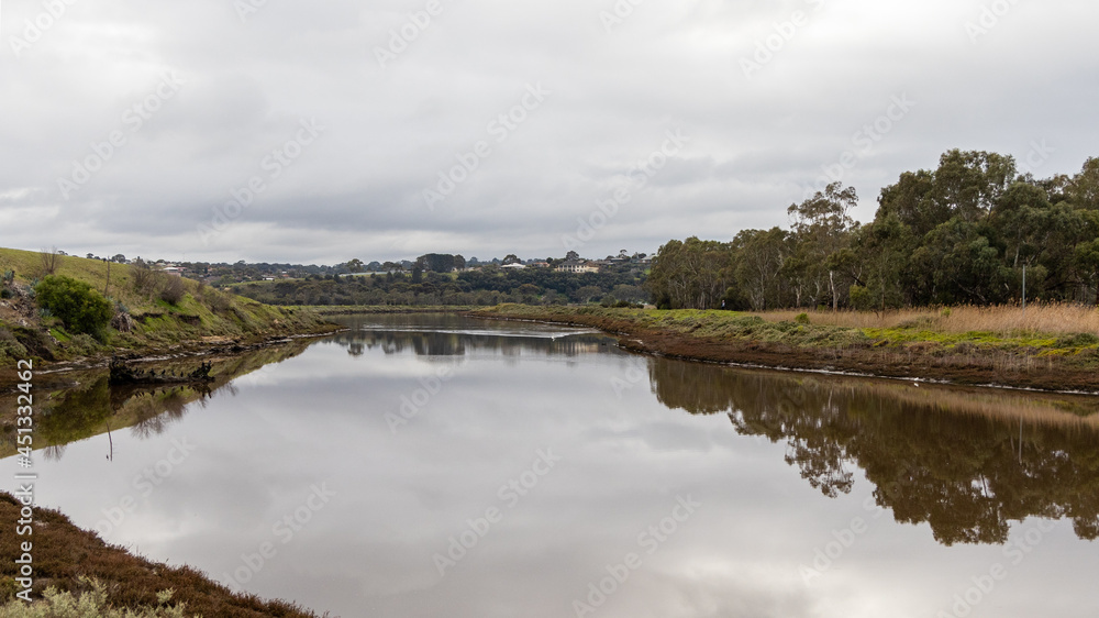 The onkaparinga river in the national park in seaford south australia on july 23rd 2021