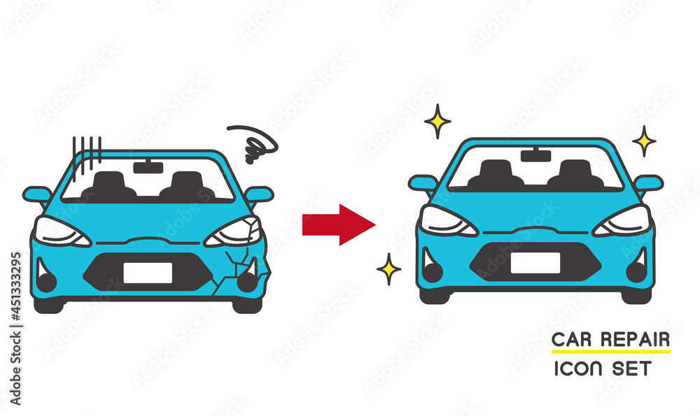 自動車修理のベクターイラスト素材 自動車 自動車保険 交通事故 Stock Vector Adobe Stock