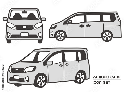 自動車のベクターイラスト素材／ミニバン／ワンボックス／マイカー