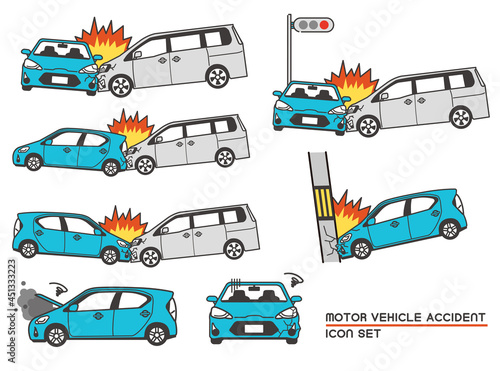 さまざまな交通事故のベクターイラスト素材／自動車／自動車保険／衝突
