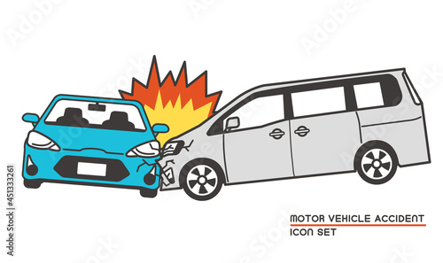 横からの衝突事故(交通事故)のベクターイラスト素材／自動車／自動車保険／衝突