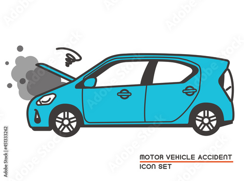 自動車がエンストしたベクターイラスト素材／自動車／自動車保険