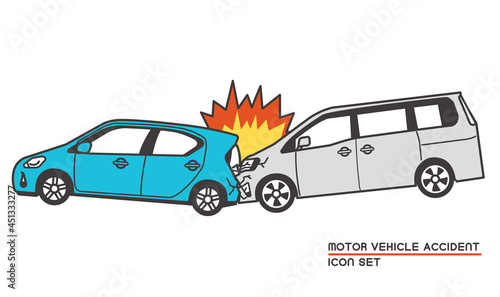 後ろからの衝突事故(交通事故)のベクターイラスト素材／自動車／自動車保険／衝突