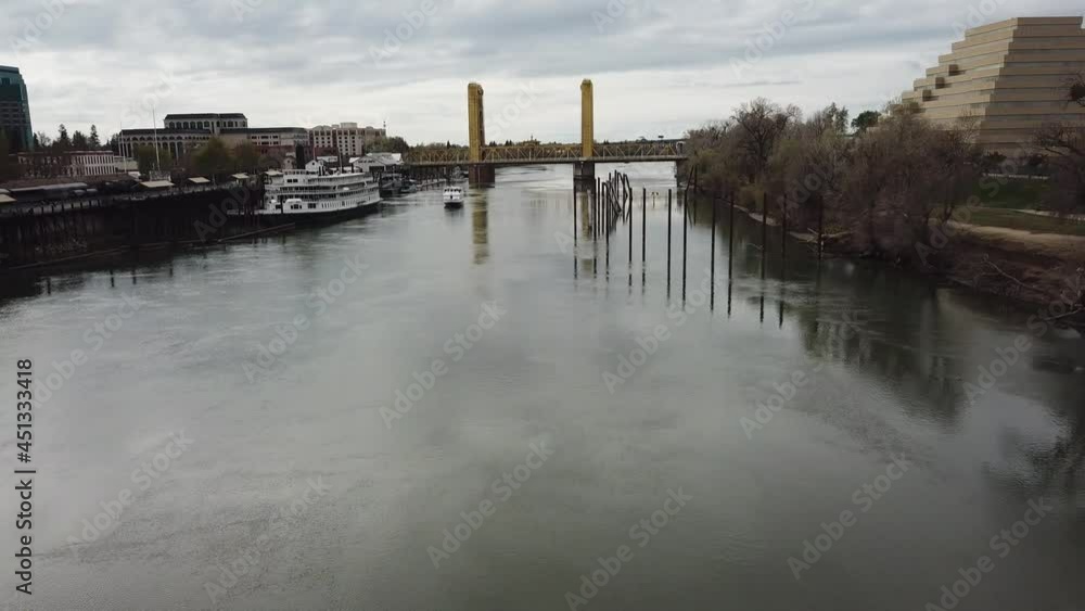 sacramento tower bridge aerial shot