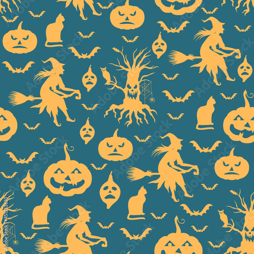 Fototapeta Naklejka Na Ścianę i Meble -  Halloween pattern seamless