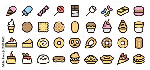 Sweets Icon Set (Bold outline Color version)