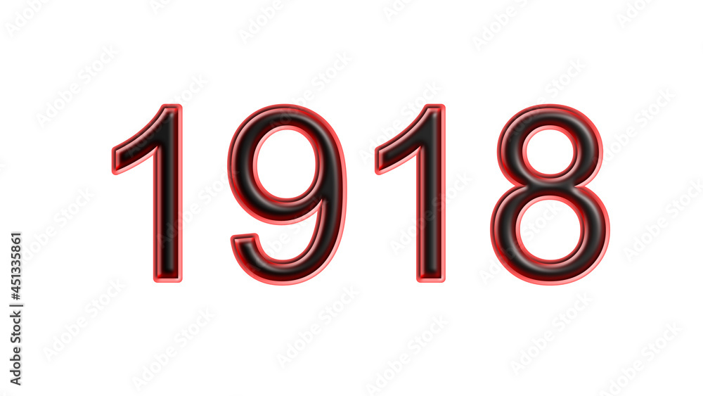 red 1918 number 3d effect white background red 1918 number 3d effect white background