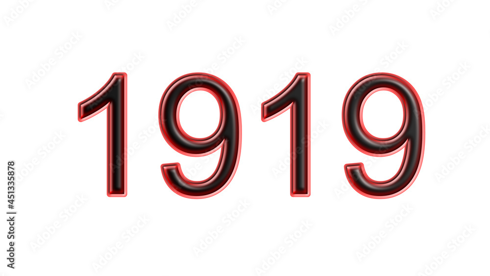 red 1919 number 3d effect white background red 1919 number 3d effect white background