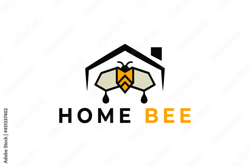 Home Bee Logo Design Template. Vector Graphic Home Bee Logo Design Template. Vector Graphic