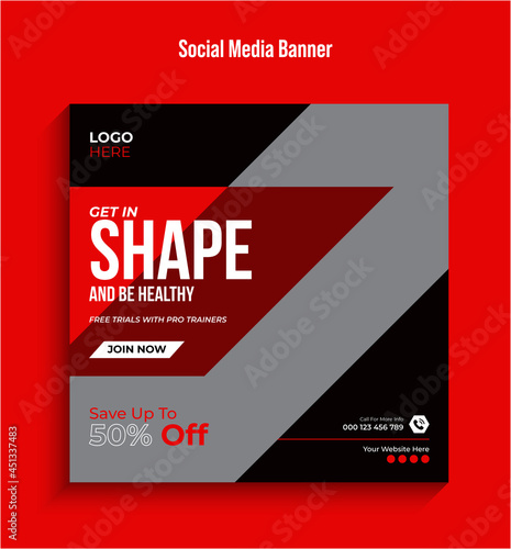 Fitness gym flyer social media post and web banner |Social Media Timeline post design