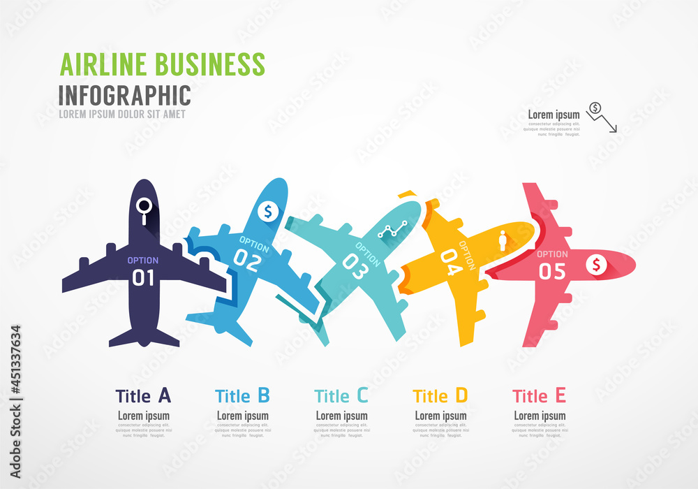 Airline Business resources infographic concept. Vector slide template. Creative illustration.