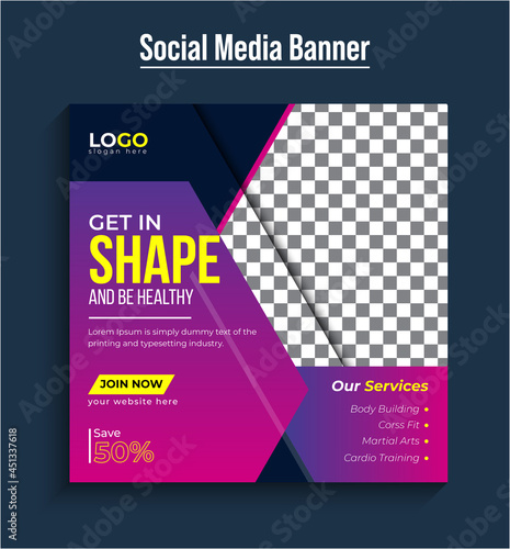 Fitness gym flyer social media post and web banner |Social Media Timeline post design