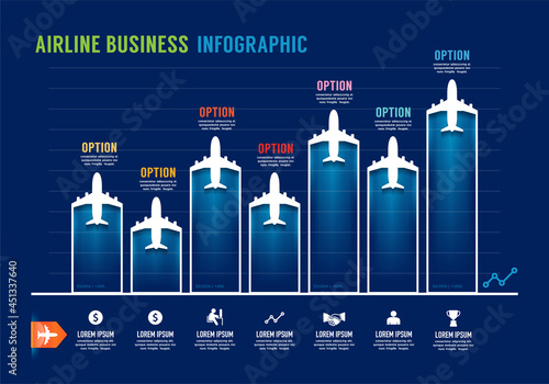 Airline Business resources infographic. Graph diagram icon transport. concept.  Business airlines Vector illustration.