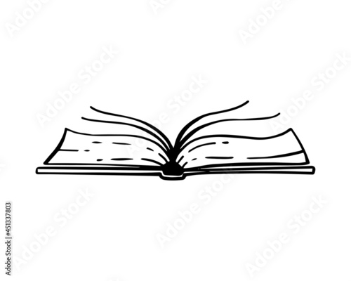 Open book is a sketch on a white isolated background. Hand drawn vector illustration. icon