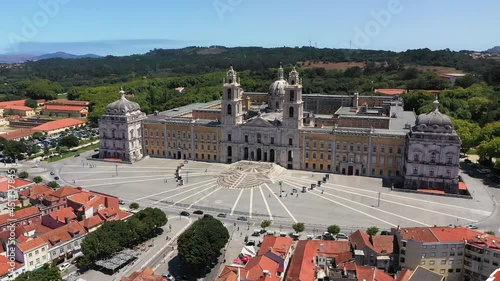 Mafra National Palace - UNESCO World Heritage Site In Mafra, Lisbon District, Portugal. - Aerial Wide Shot photo