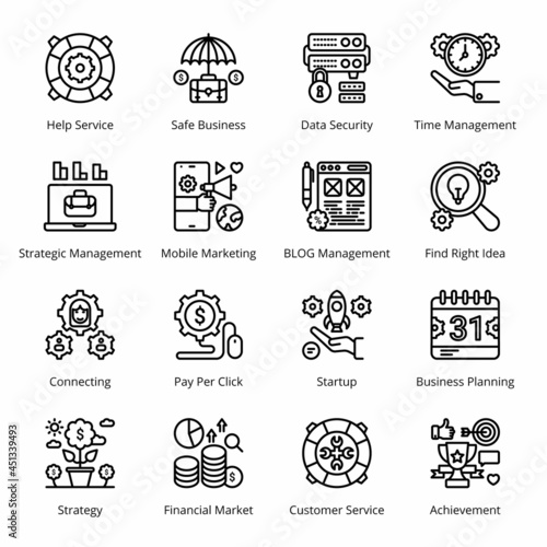 SEO Business Marketing Outline Icons - Stroked, Vectors