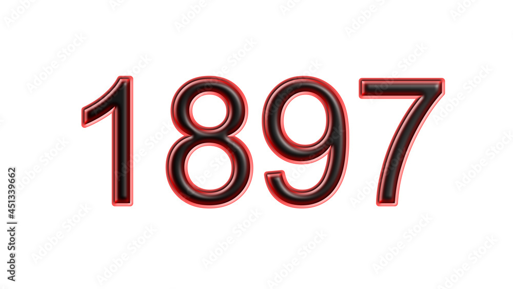 red 1897 number 3d effect white background red 1897 number 3d effect white background