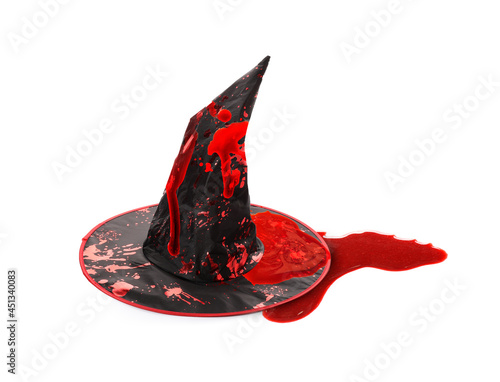Hat of witch with blood sta...