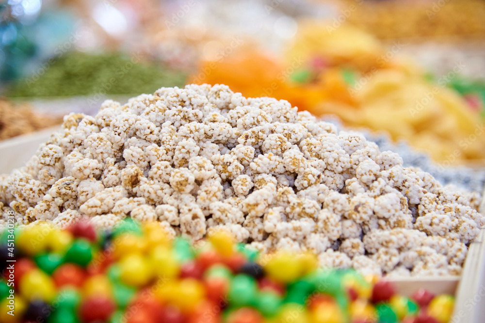 oriental bazaar, sweets, sweet nuts in sugar oriental bazaar, sweets, sweet nuts in sugar