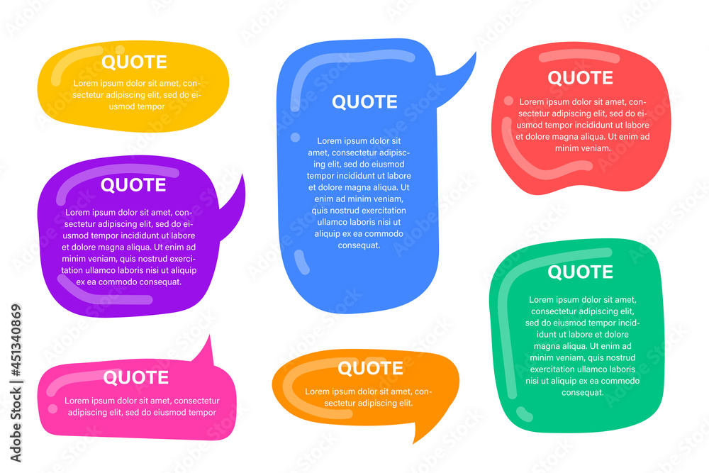 Hand drawn quote box frame, chat bubble collection full color. Vector illustration. Hand drawn quote box frame, chat bubble collection full color. Vector illustration.