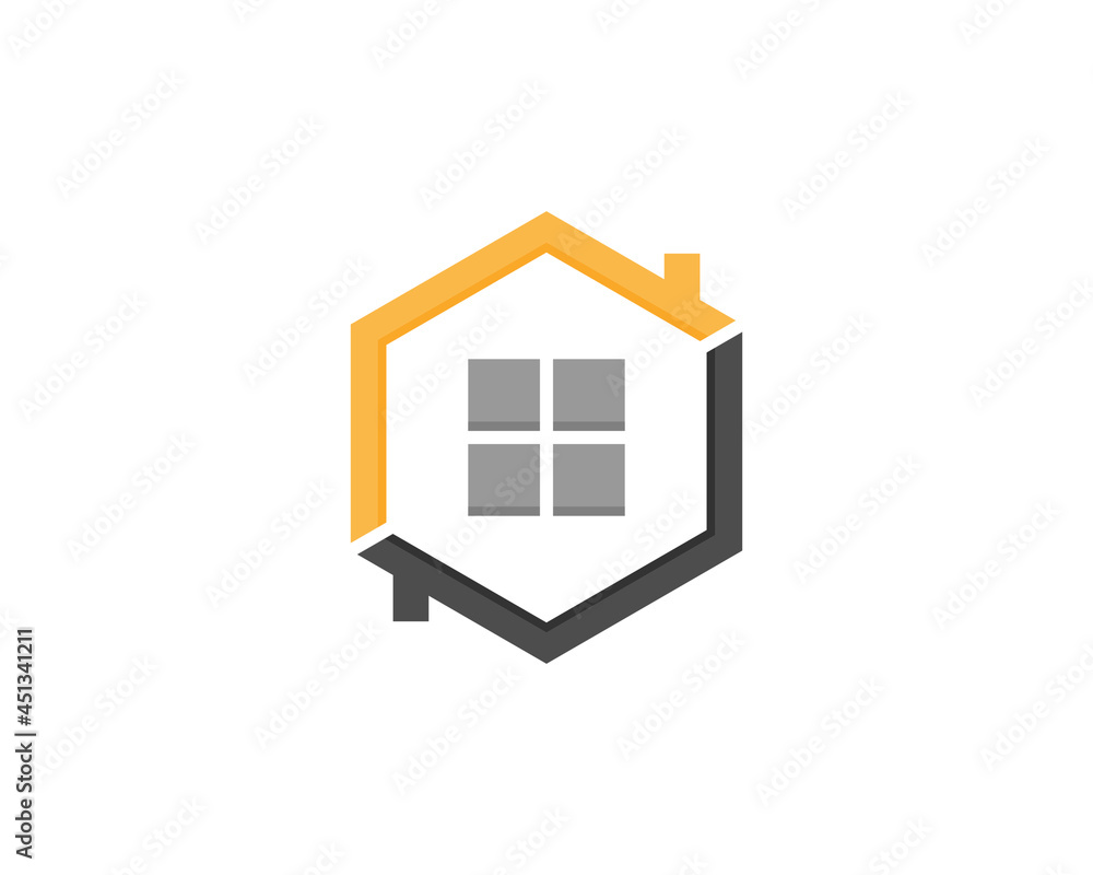 House roof with hexagon shape logo House roof with hexagon shape logo