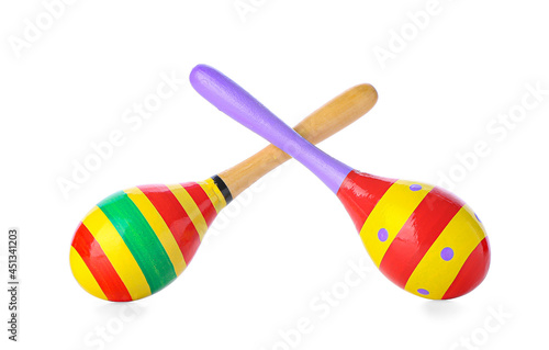 Mexican maracas on white background photo