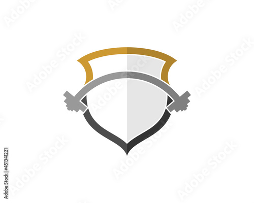 Shield protection with gym dumbbell in the middle