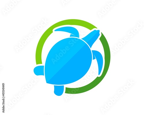 Circle shape with blue turtle inside