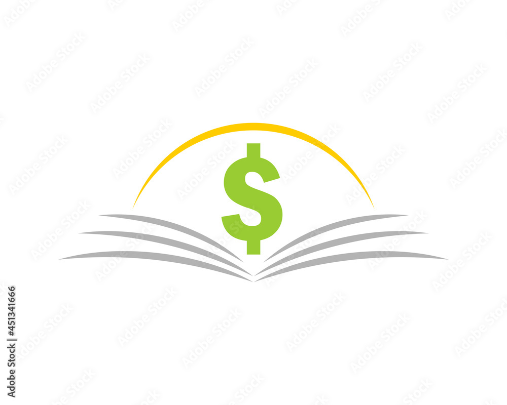 Dollar symbol on the open book page Dollar symbol on the open book page