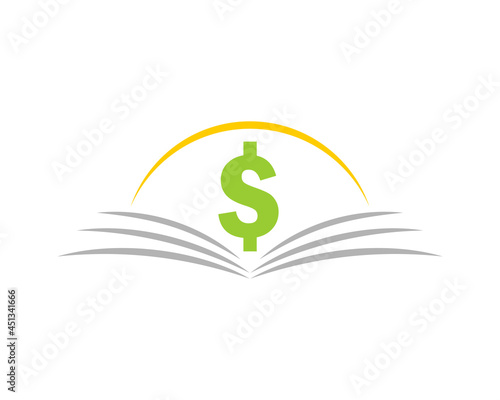 Dollar symbol on the open book page