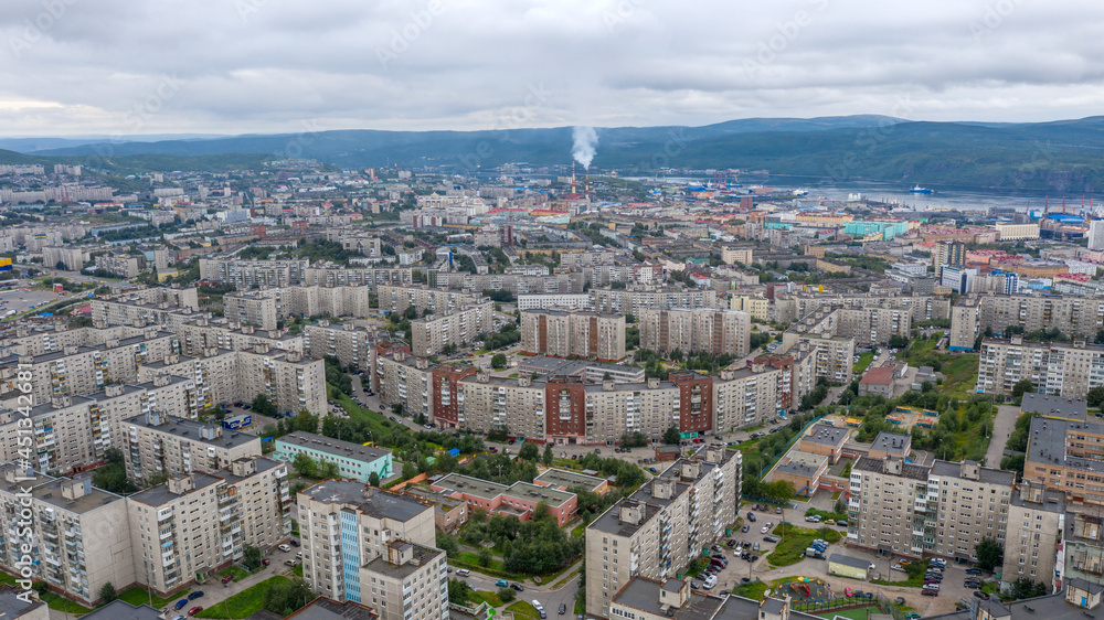 Murmansk - aerial panorama of the city and views