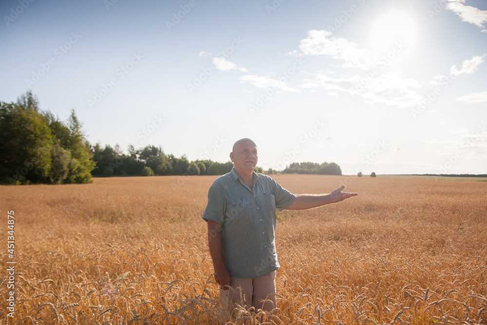 Portrait of elderly male farmer in wheat field Portrait of elderly male farmer in wheat field