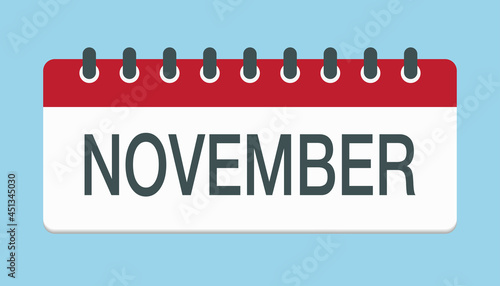 Vector icon day calendar, autumn month November