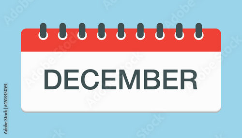 Vector icon day calendar, winter month December