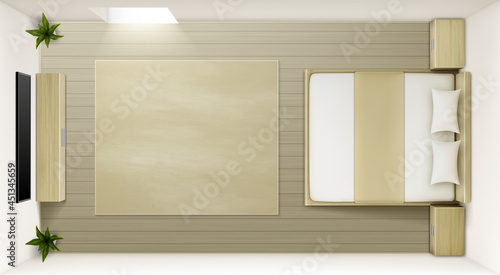 Vector modern bedroom interior top view