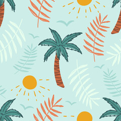 Wandcirkels Kinderkamer patronen Tropische palmbomen Hawaiiaans patroon  © HanifaErs