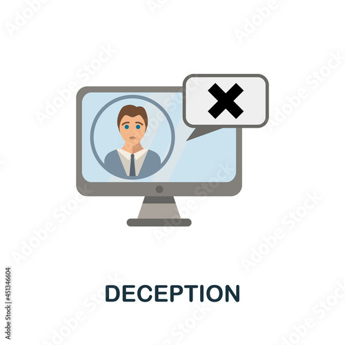 Deception flat icon. Colored sign from cyberbullying collection. Creative Deception icon illustration for web design, infographics and more