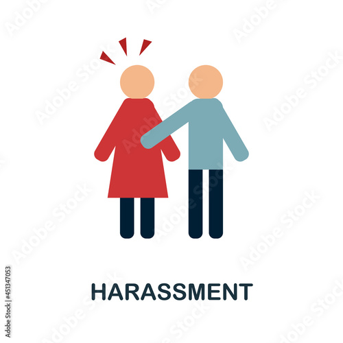 Harassment flat icon. Colored sign from cyberbullying collection. Creative Harassment icon illustration for web design  infographics and more
