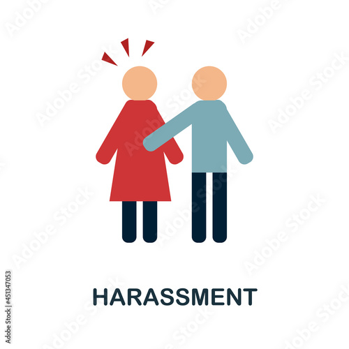 Harassment flat icon. Colored sign from cyberbullying collection. Creative Harassment icon illustration for web design, infographics and more