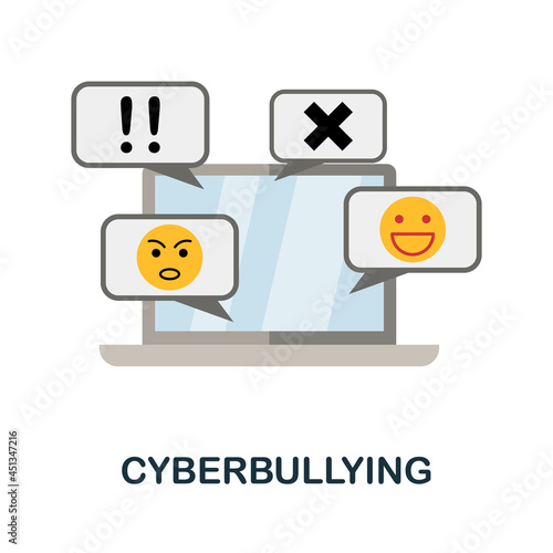Cyberbullying flat icon. Colored sign from collection. Creative Cyberbullying icon illustration for web design, infographics and more