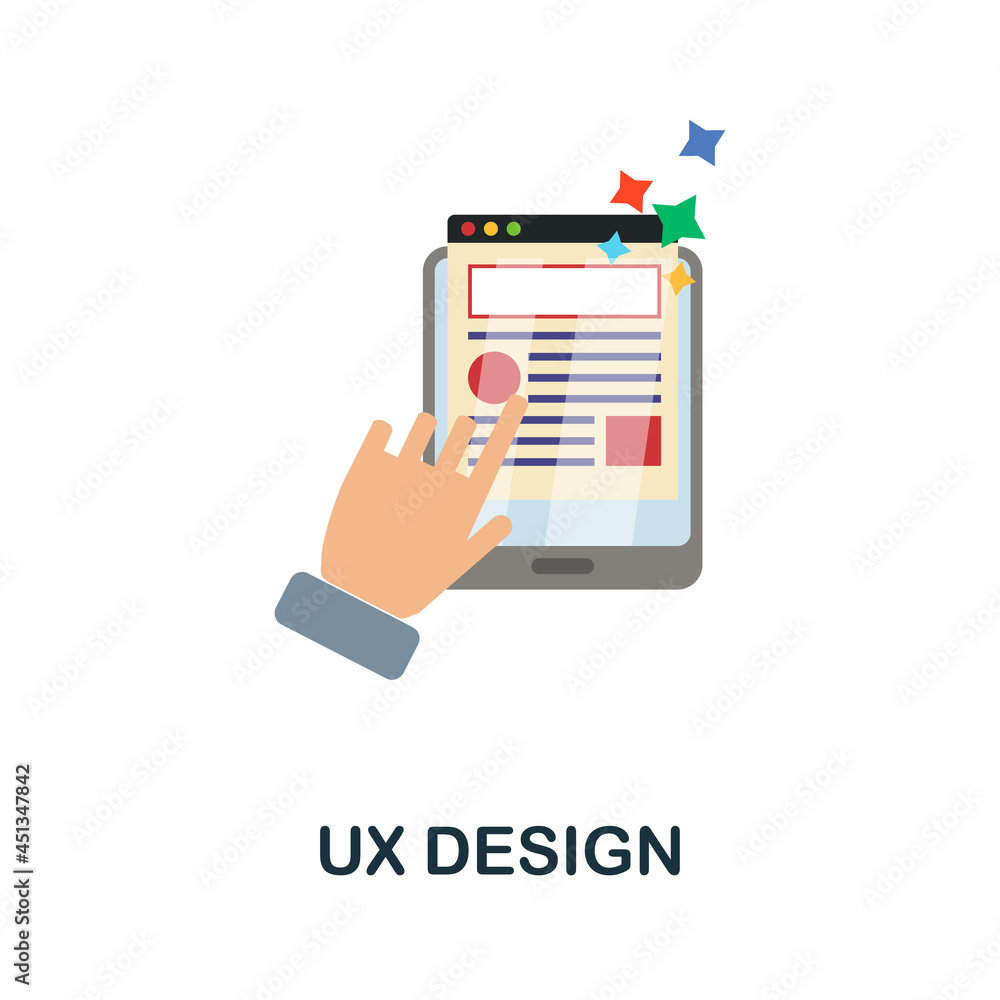Ux Design flat icon. Colored sign from design thinking collection. Creative Ux Design icon illustration for web design, infographics and more